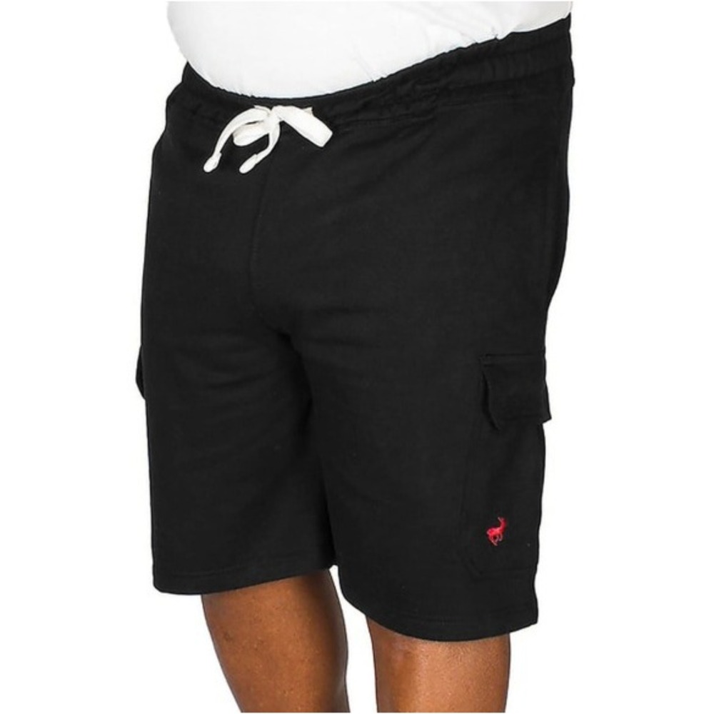 Bigdude Men's Black Fleece Jersey Elastic Drawstring Cargo Shorts‎ Size 2XL NWT